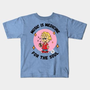 Music is Medicine for the soul black text Fritts Cartoons Kids T-Shirt